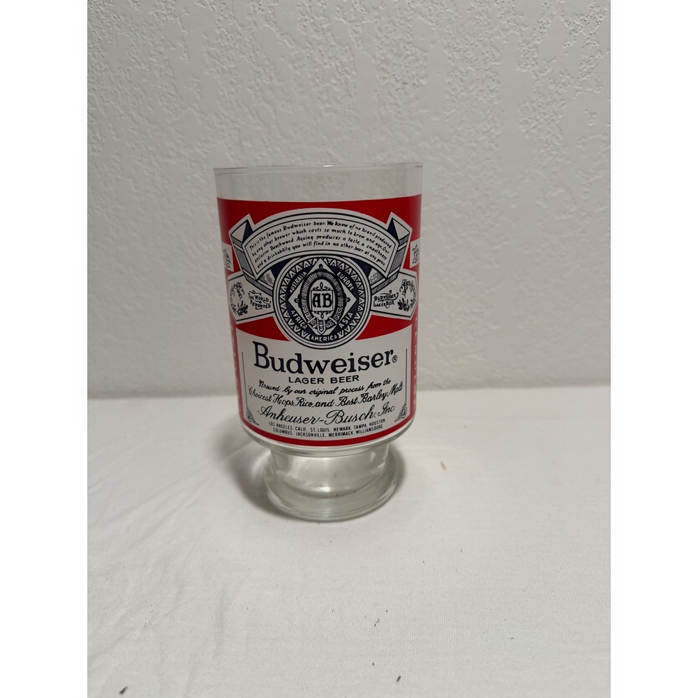 Vintage Budweiser King of Beers Footed Pilsner Glass Anheuser-Busch Barware